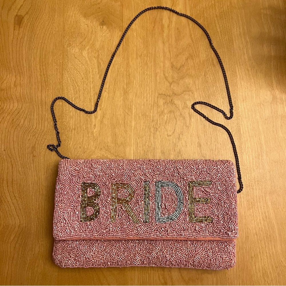 Pink Beaded Bride Clutch